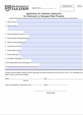 Valuation Deduction for Damaged or Destroyed Real Property